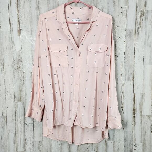 Ava & Viv Button Down Shirt Pink Size X 14W - Picture 1 of 12